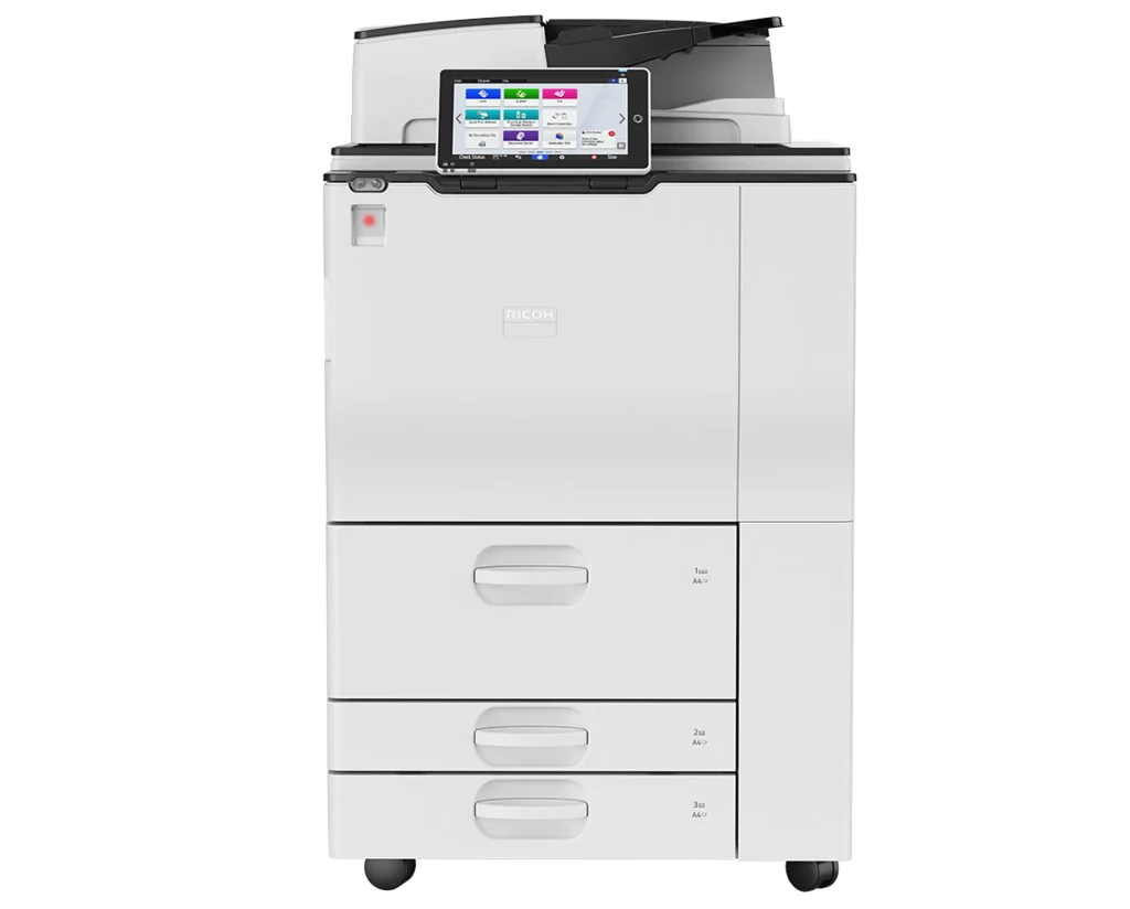 A diverse lineup of Ricoh and Sharp multi-function printers available for short-term lease and certified rental in Houston.